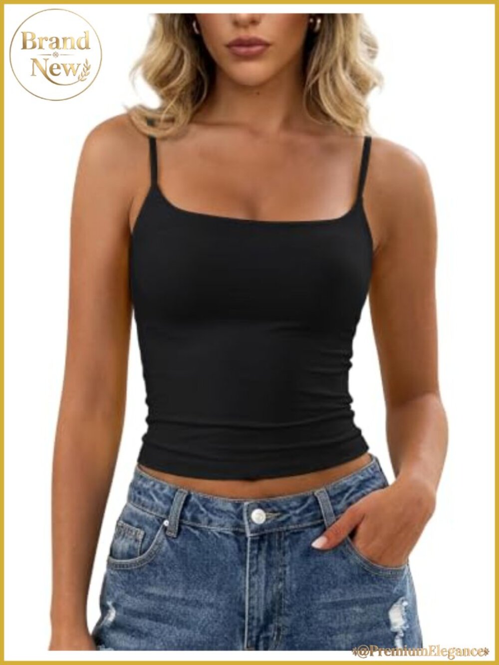 Double Lined Square Neck Camisole Sleeveless Stretch Tank Top Buttery Soft